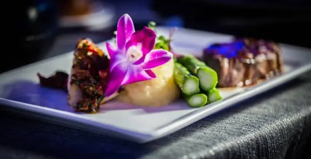 Elegant plated entrée prepared by The Garden of E’tin